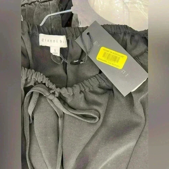 NWT GIANNI BINI WOVEN CANYON Black Quarter Sleeve Top W/ruched Waistband SZ SM - Picture 4 of 7